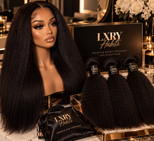 LXRY Kinky Straight Pre-Plucked Wig | 180% Density